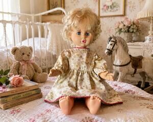 Vintage Ratti Italy 20” Blonde Blue Eyed Talking Girl Doll Original Dress